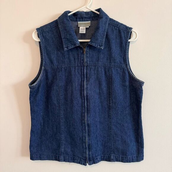 Coldwater Creek Tops - Coldwater Creek Blue Denim Vest 100% Cotton Front Zipper Size Medium